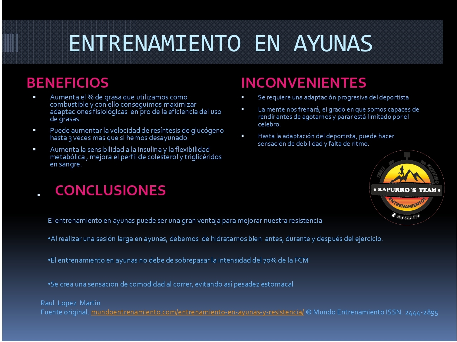 ENTRENAMIENTO EN AYUNAS